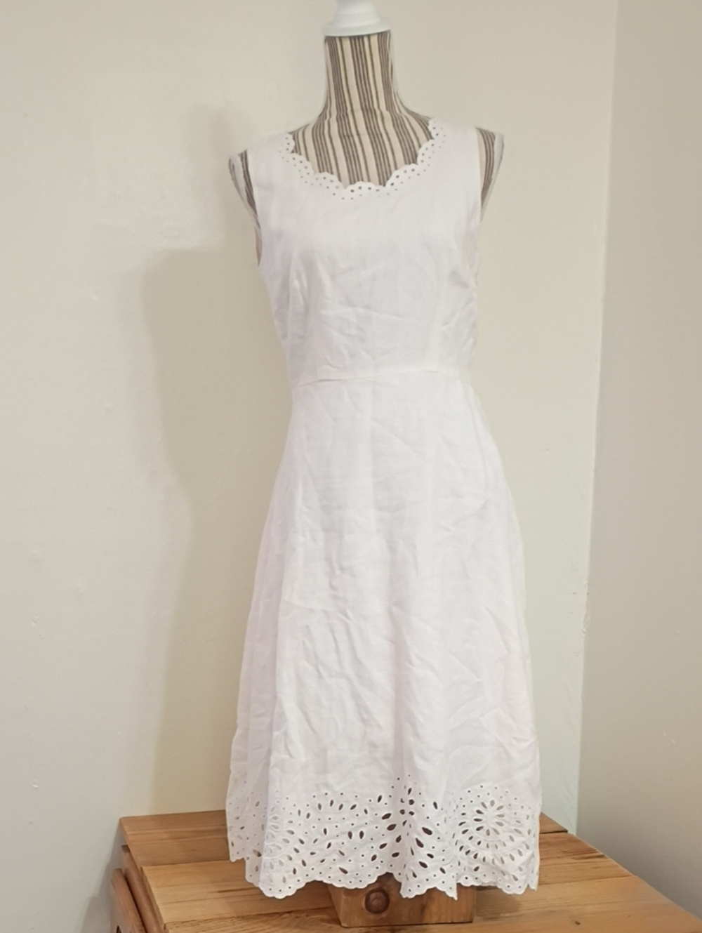Talbots 100% Linen Sleeveless Fit & Flare Midi Dress Fits Size M